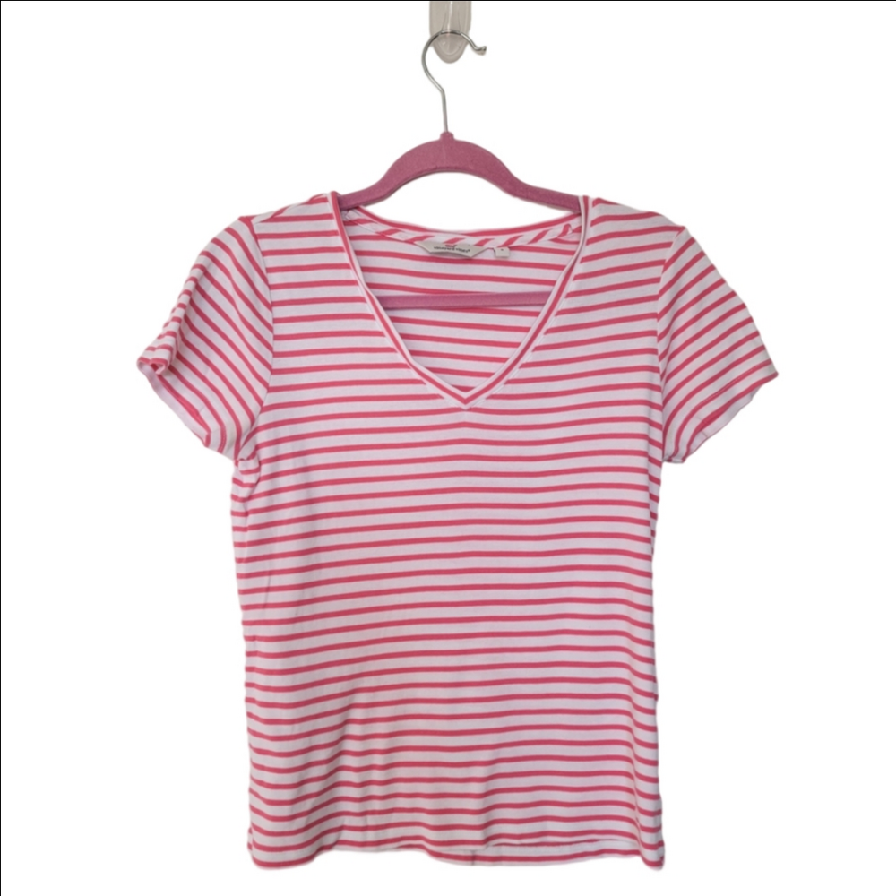 Vineyard Vines Red and White Striped V-Neck Tee